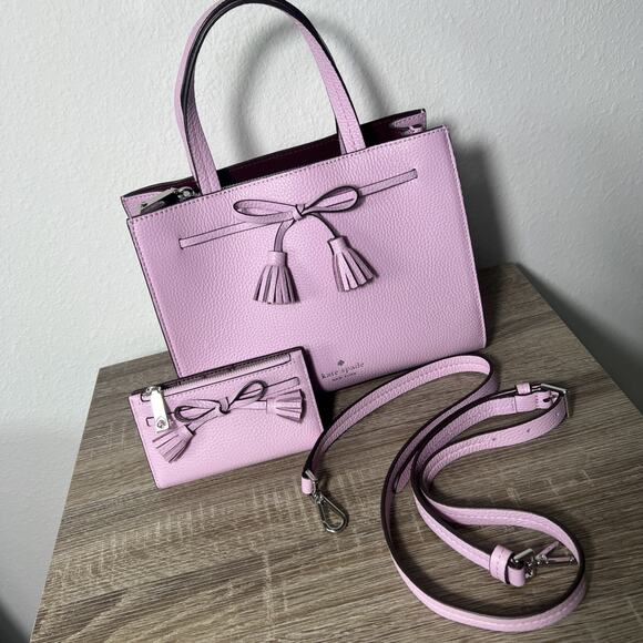 Kate Spade Lavender Hayes Small Satchel Tote Crossbody Bag WITH MATCHING WALLET - Picture 1 of 14